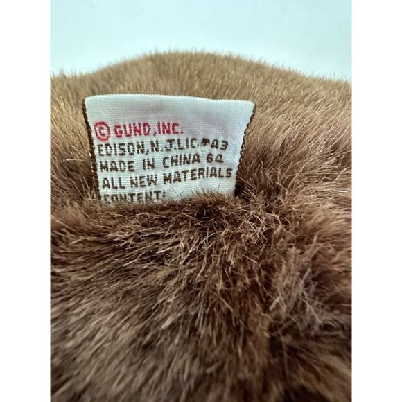 Gund Marshmallow Bear 17" Brown Teddy Plush Red Bow VTG Stuffed Lovey Tags SOFT - Picture 5 of 8
